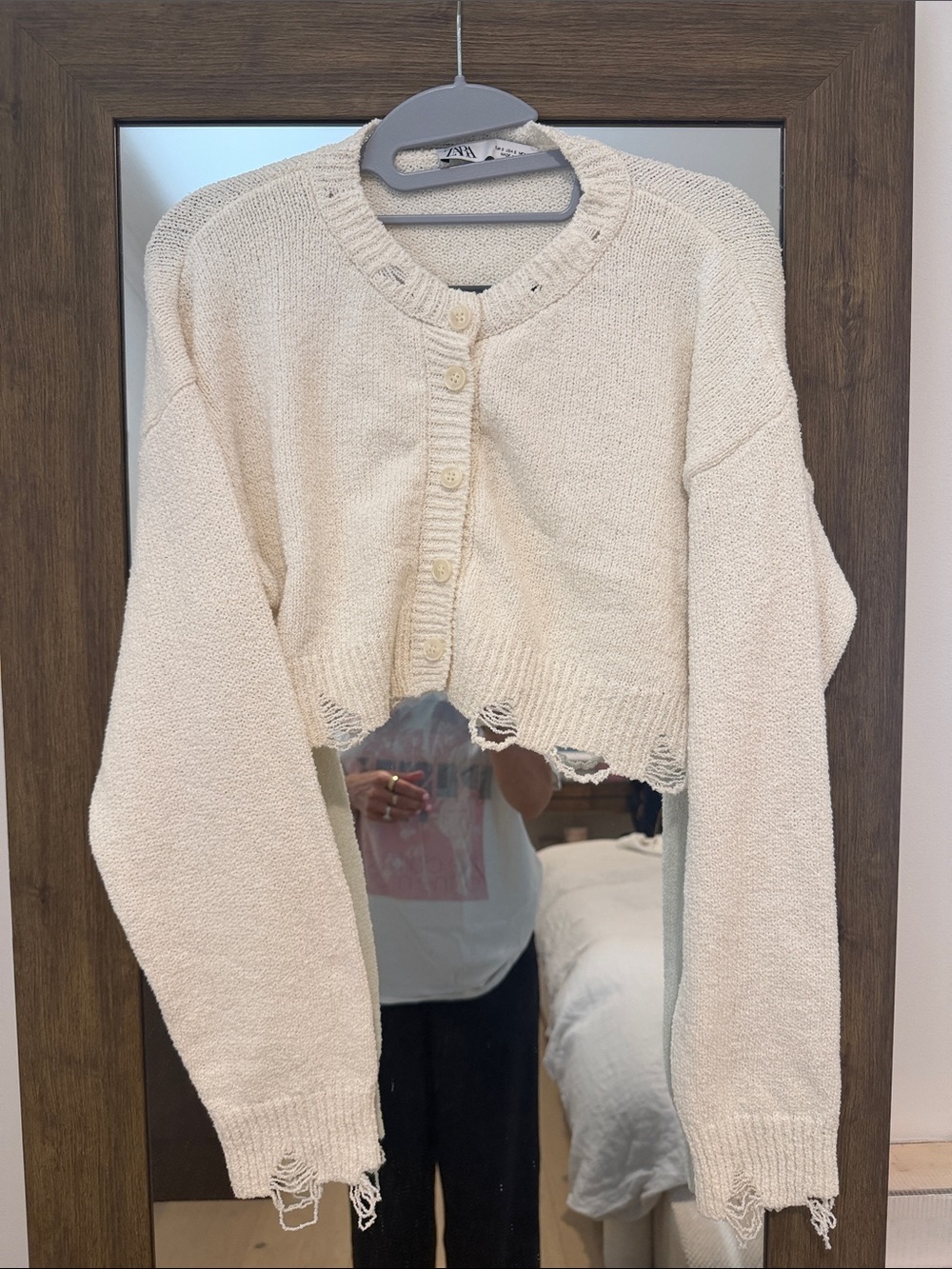 Zara cropped cotton cardigan sweater